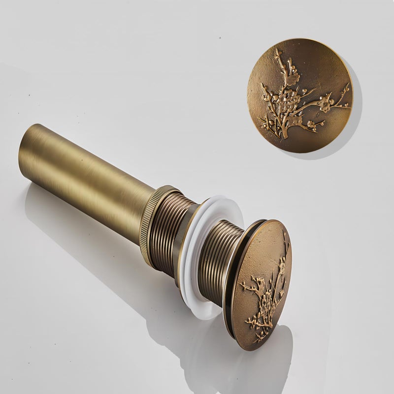 LightInTheBox Engraved Antique Brass Pop Up Bathroom Sink Drain Strainer Stopper no Overflow Hole Kitchen Basin Sink Bottle Trap Drainer - Image 1